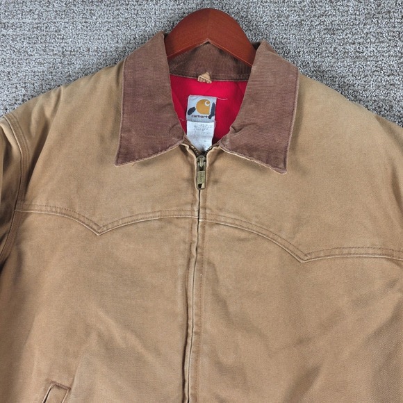 Vintage Carhartt J13 Santa Fe Mens XL Tan Beige Work Jacket Quilt Lined - Picture 2 of 13